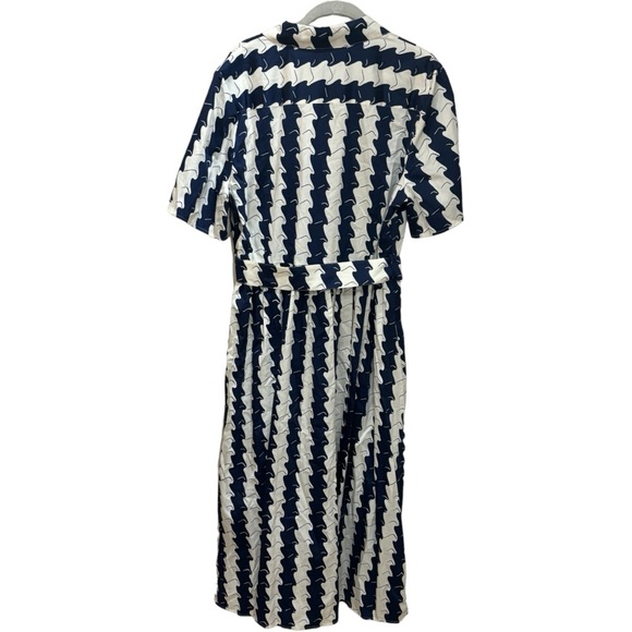 NWT L.K Bennett Calder Navy and Cream Wavy Stripe Shirt Dress in Size 14 - Picture 8 of 8